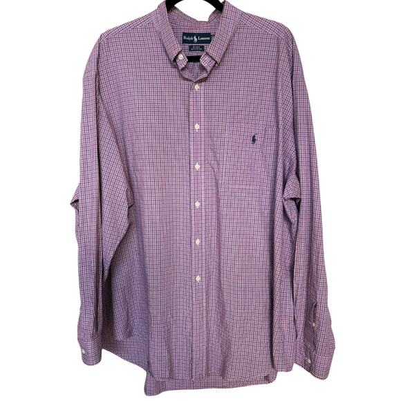 Ralph Lauren Men's Blake Cotton Red White + Blue Plaid Button Down Size 2X - Picture 2 of 5